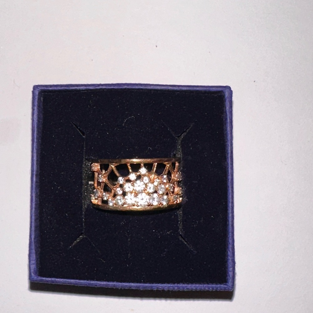 Rose Gold-Tone Crystal Cluster Women's Statement Ring